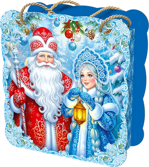 Коробка с накладками "Хрустальная зима" с веревочными ручками